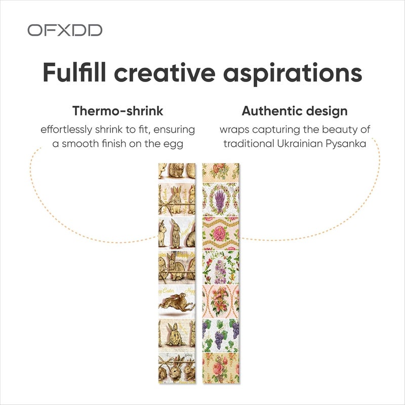 OFXDD Egg Wraps Easter 14 Pcs - Easter Egg Wraps Ukrainian with Patterns - Orthodox Slavic Easter Egg Shrink Wrappers - Thermo Heat Egg Sleeves Easter for Traditional Pysanky - Image 2